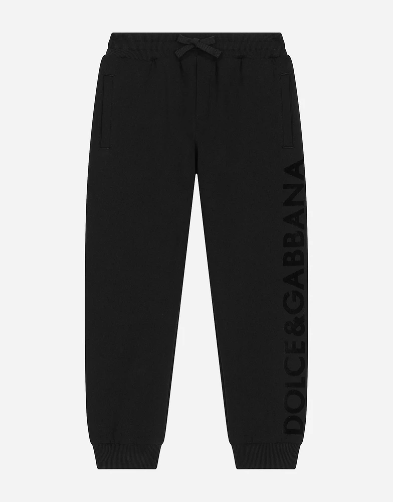 Jersey jogging pants with flocked logo