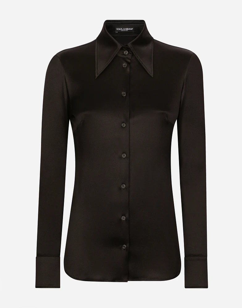 Long-sleeved silk shirt