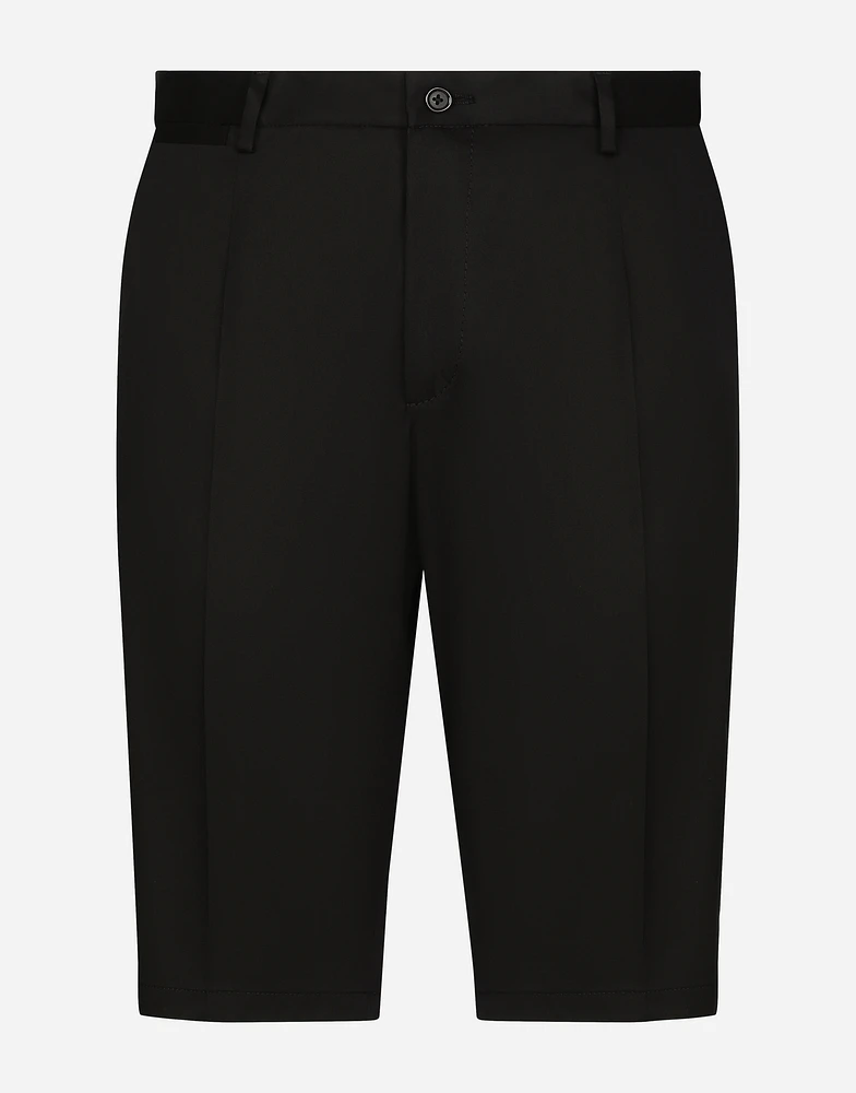 Stretch cotton shorts with DG embroidery