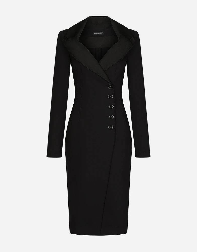 Technical jersey midi coat dress
