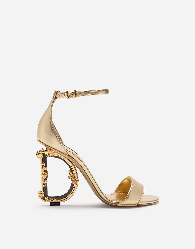 Nappa mordore sandals with baroque DG heel