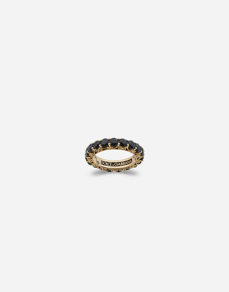 Sicily Ring 18-carat yellow gold and black sapphires