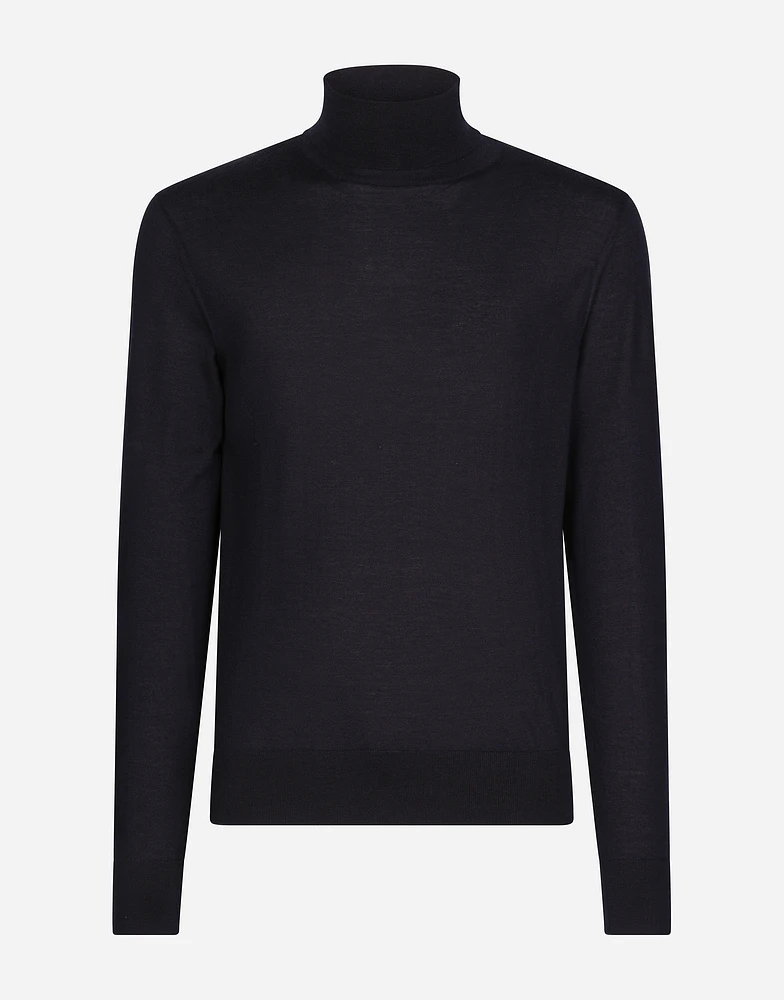 Cashmere and silk turtle-neck sweater