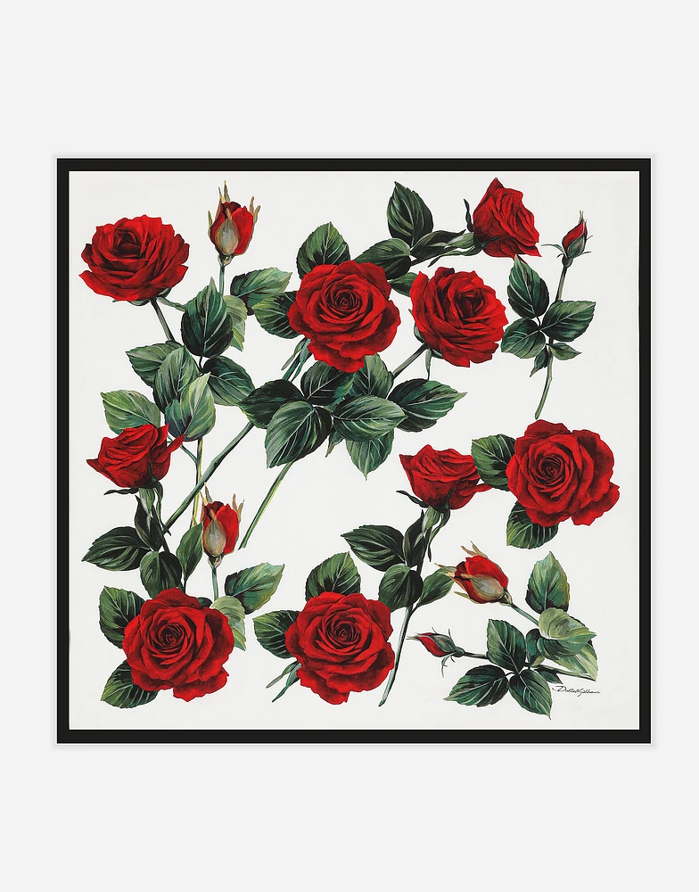 Silk jacquard twill foulard with all-over DG logo rose print (90x90)