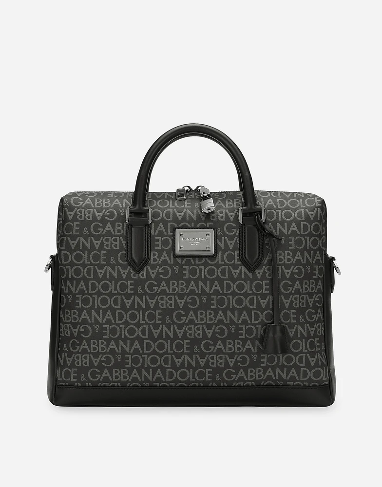 Coated jacquard briefcase