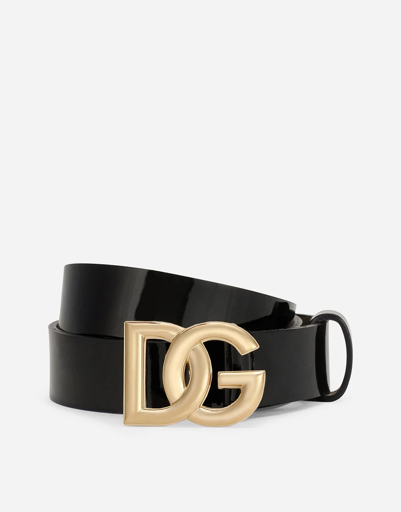 Patent leather belt with DG logo