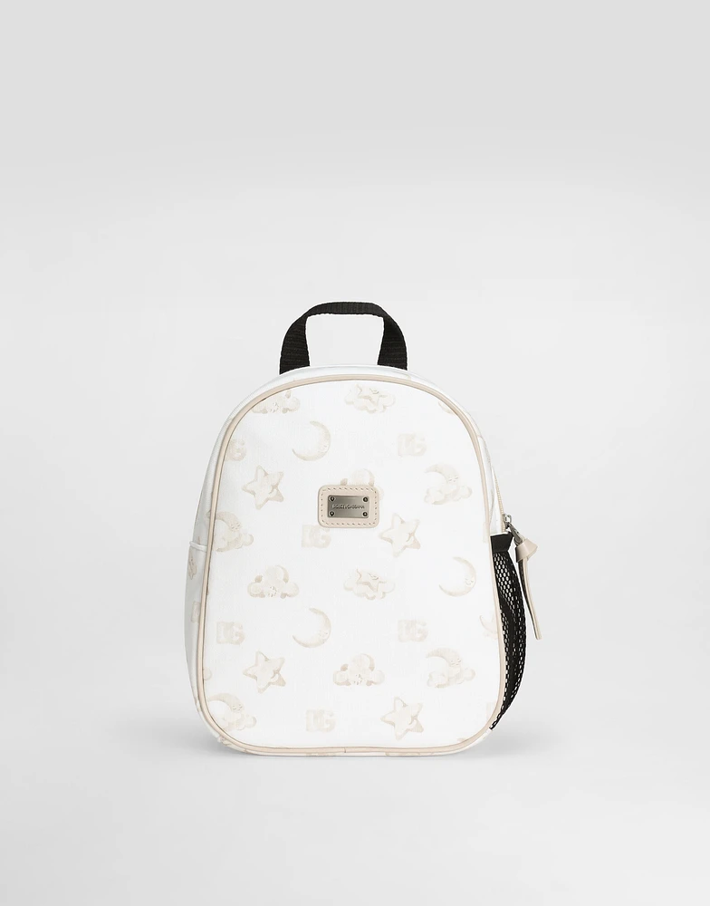 Sweatshirt-fabric backpack with moon and stars print