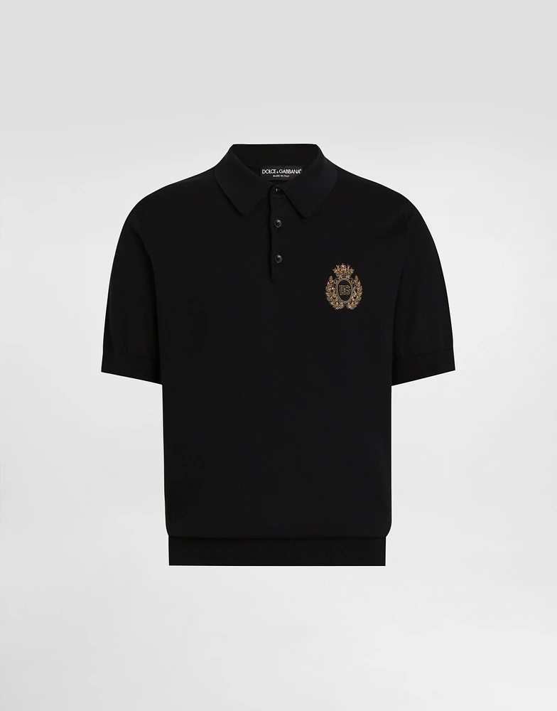 Cotton polo-shirt with heraldic patch