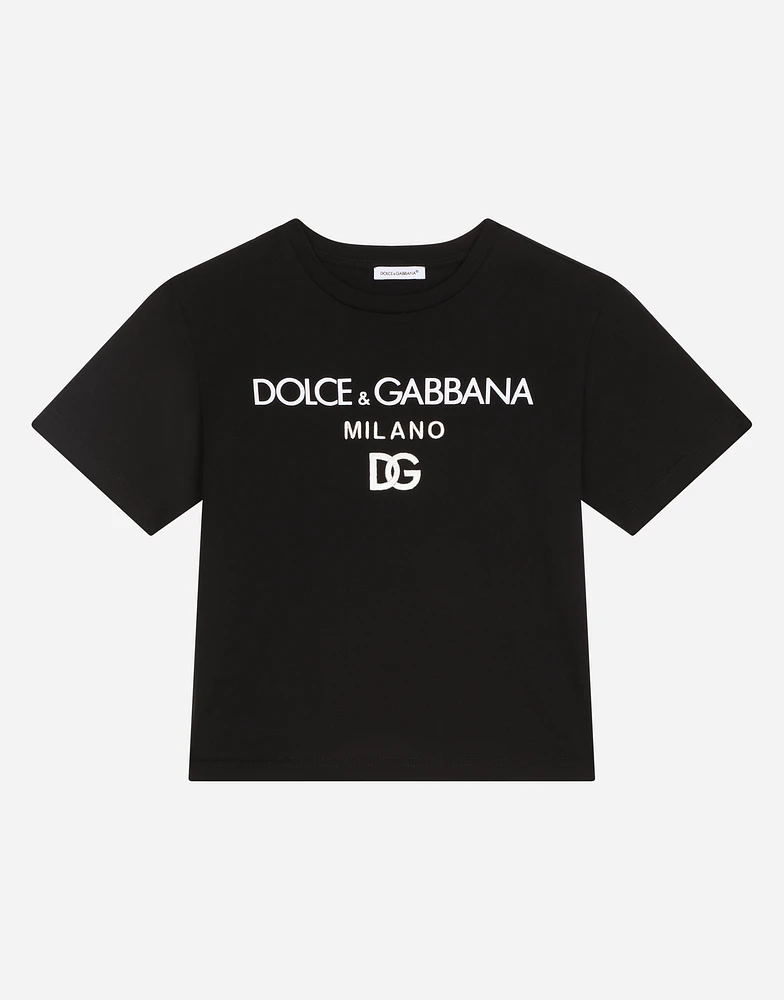 Jersey round-neck T-shirt with DG Milano embroidery