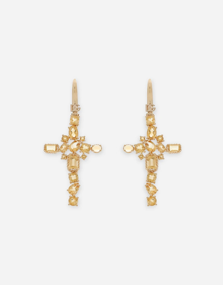 Rainbow Monochrome Earrings 18-carat yellow gold and citrine quartz