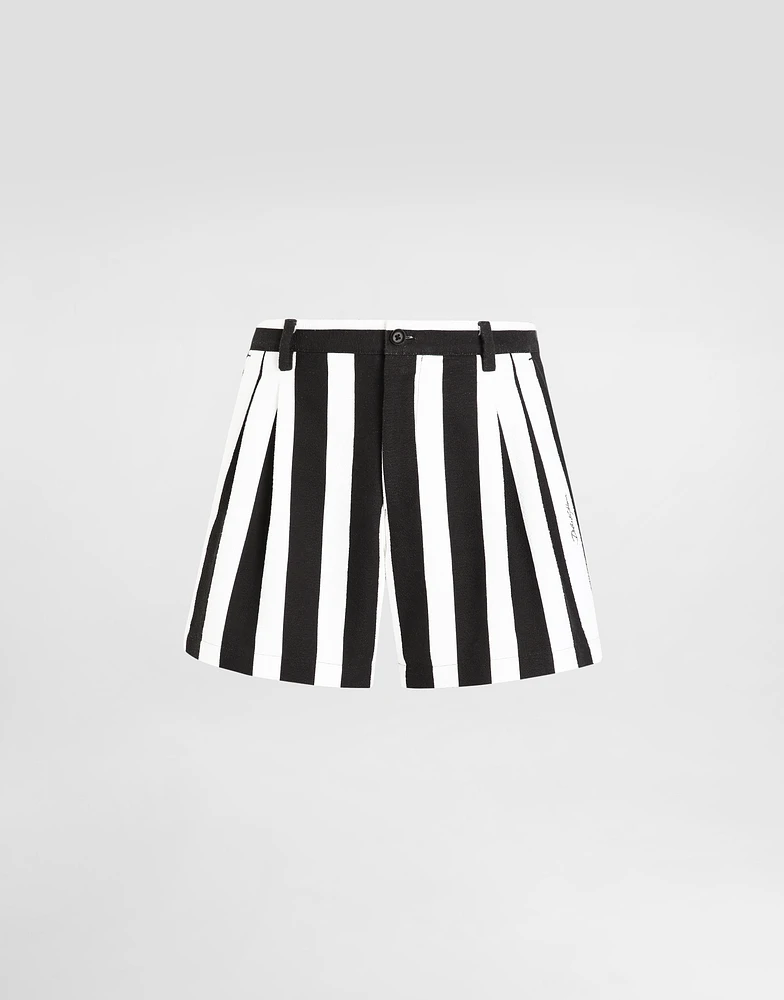 Striped cotton jacquard shorts