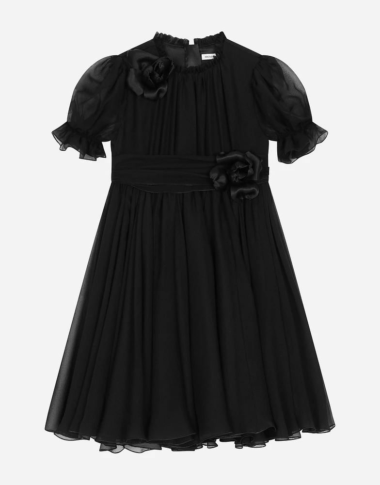 Short-sleeved chiffon dress