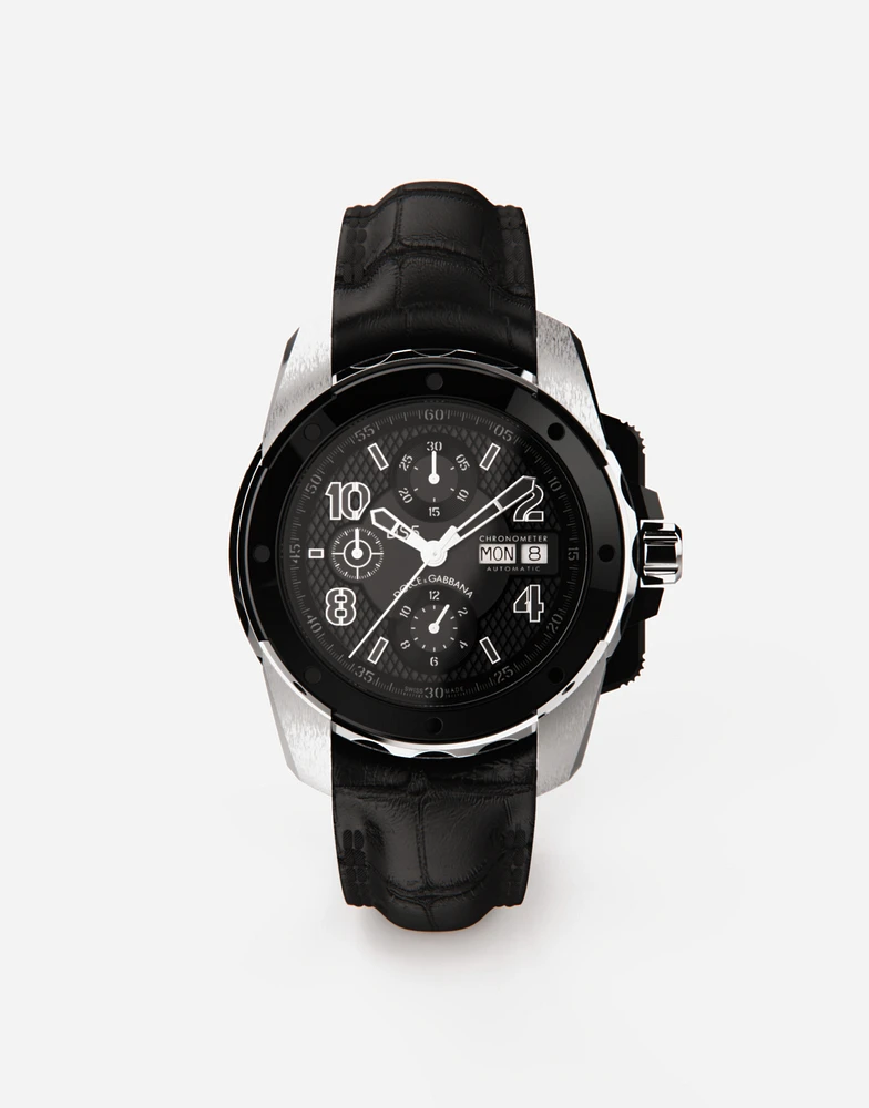 DS5 watch in white gold and steel with pvd coating