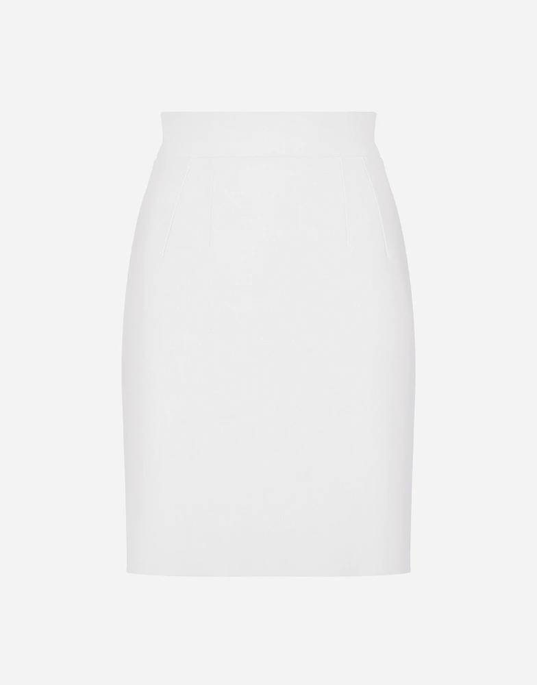 Straight-cut wool midi skirt