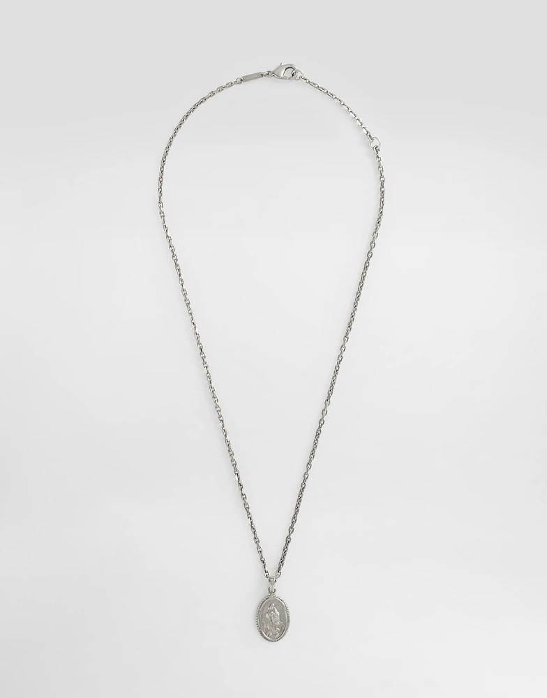 Metal necklace with engraved medallion