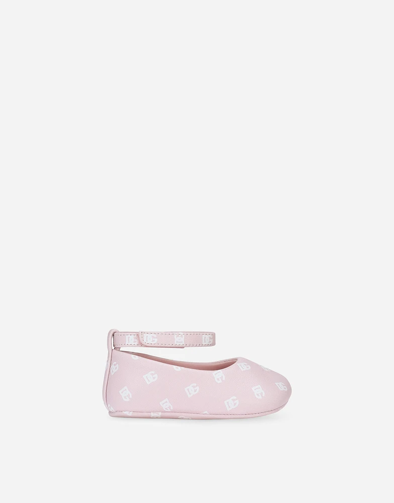 Nappa leather newborn ballet flats with DG-logo print