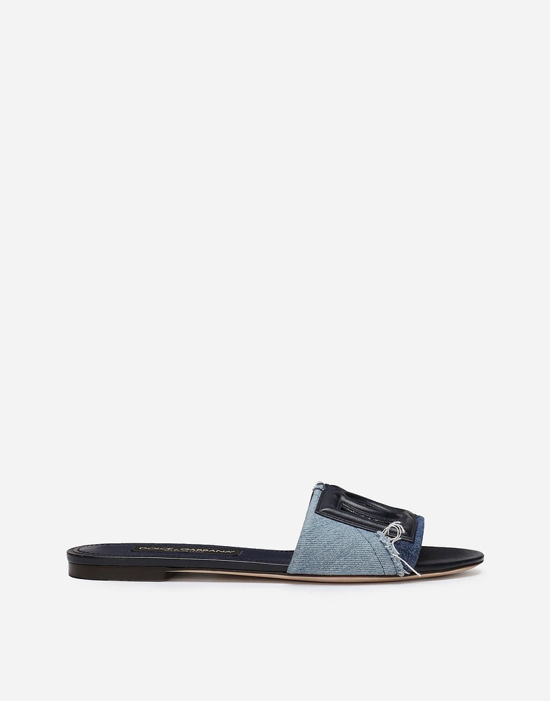 Patchwork denim slides with DG logo