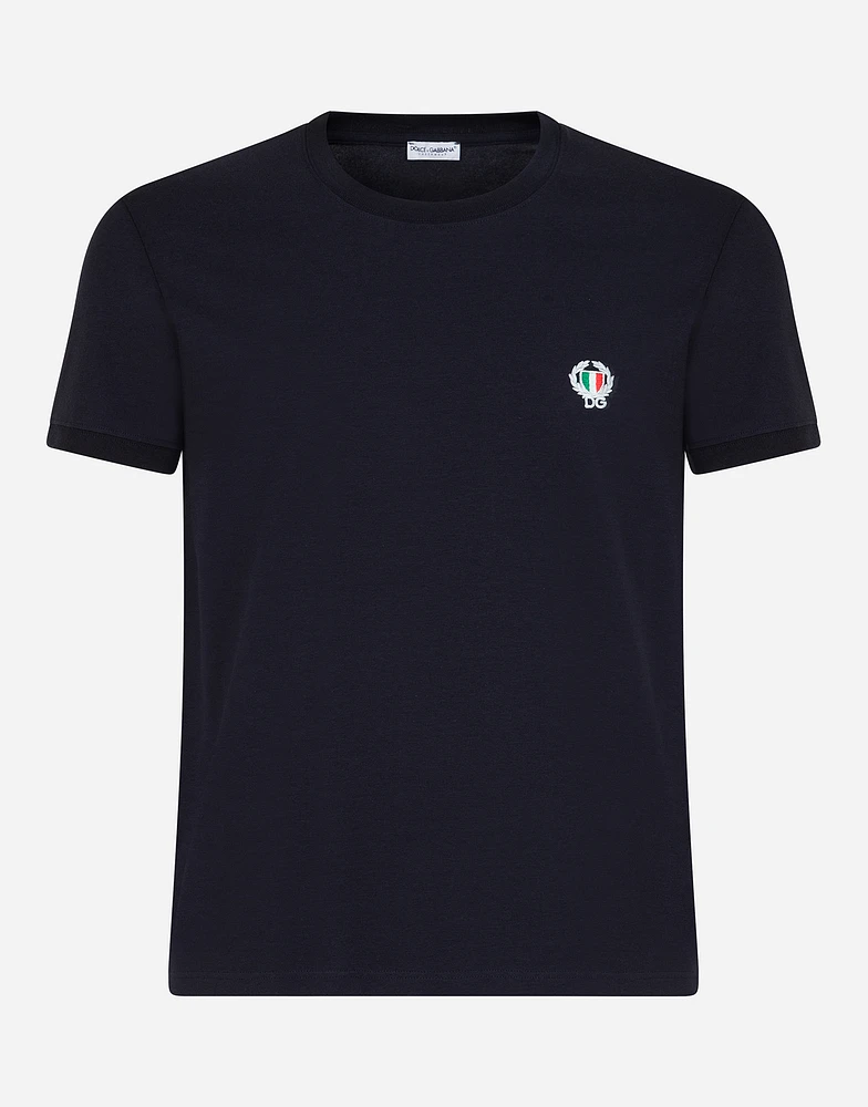 Round-neck stretch cotton t-shirt