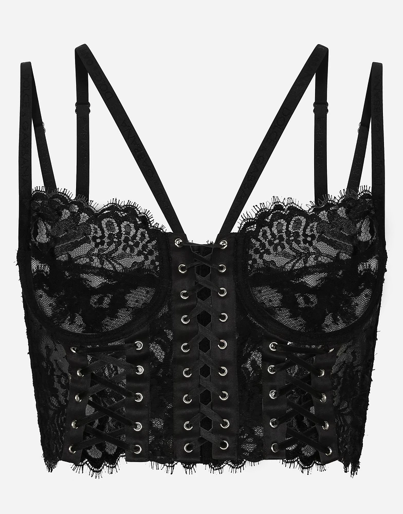 Lace lingerie corset with straps and eyelets