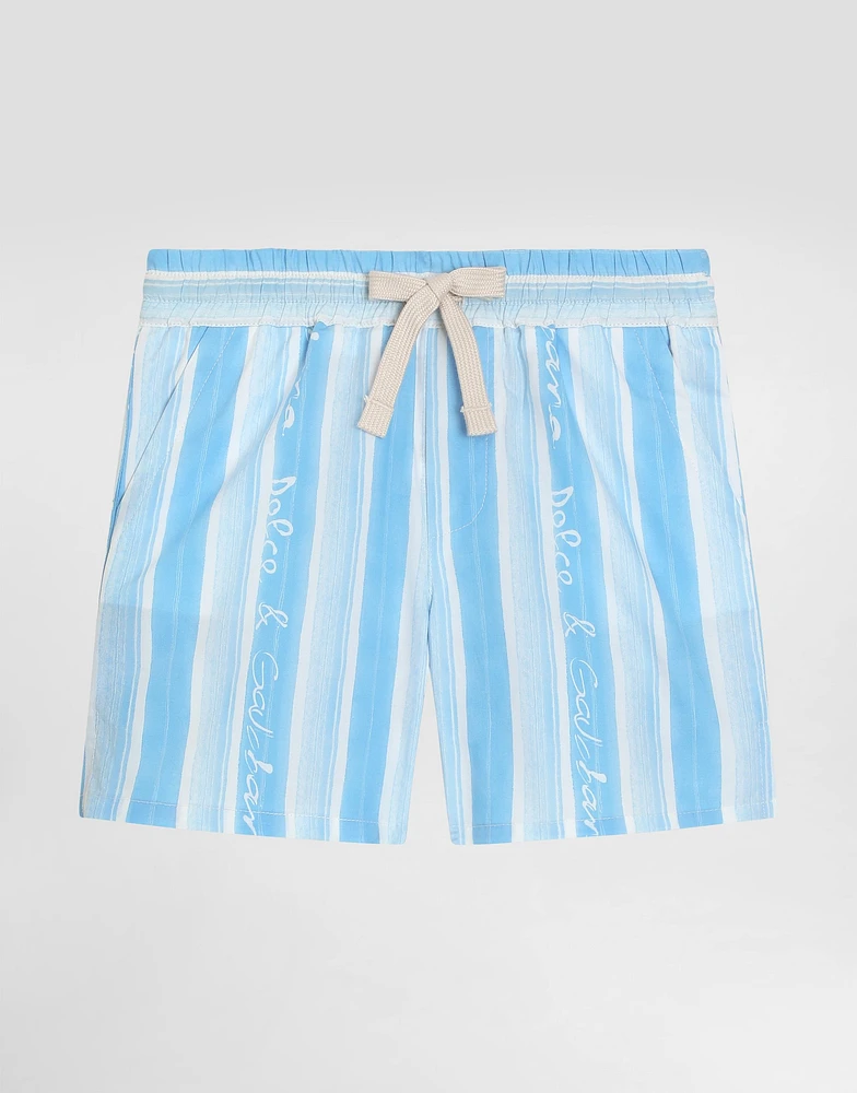 Poplin shorts with striped print