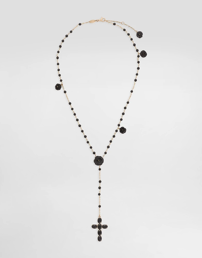 Sicily Rosary Necklace 18-carat yellow gold, black sapphires and black jade