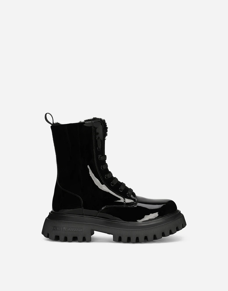 Patent leather ankle boots