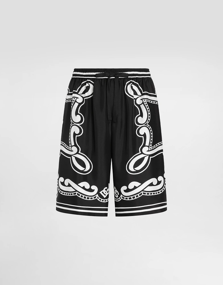 Bandanna-print silk shorts