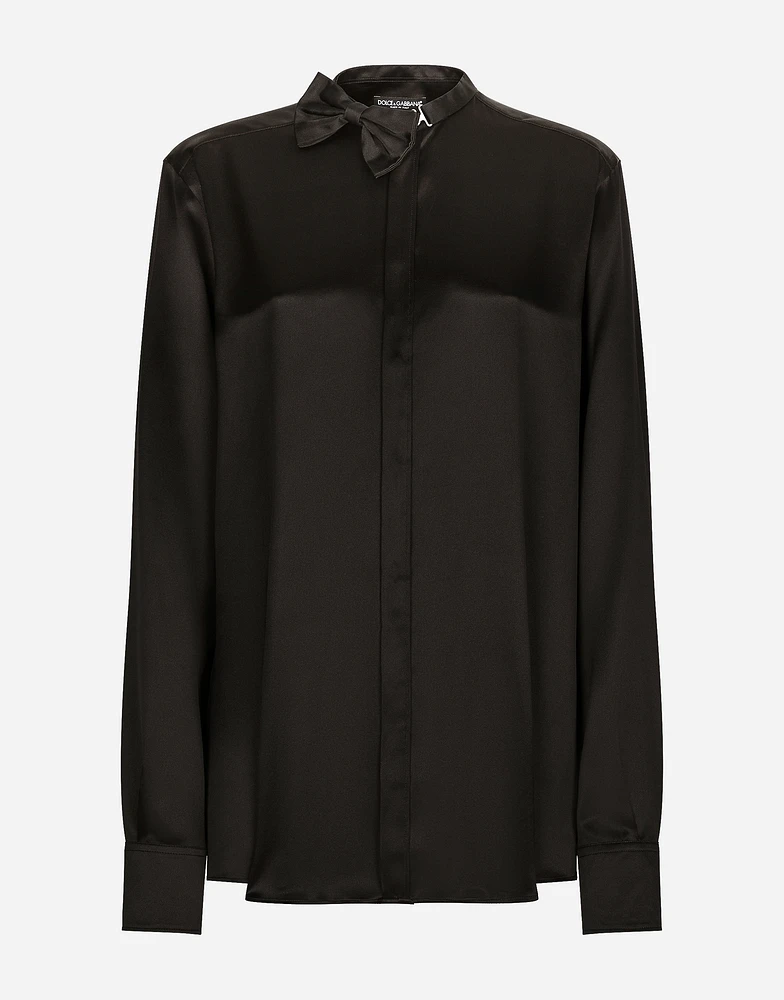 Satin shirt with bow-tie detailing