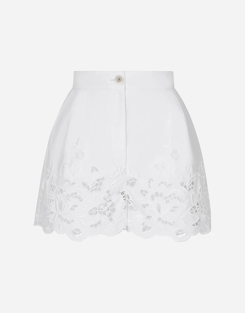 Cotton shorts with cut-out detailing