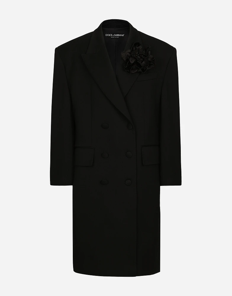 Oversize double-breasted coat wool crepe
