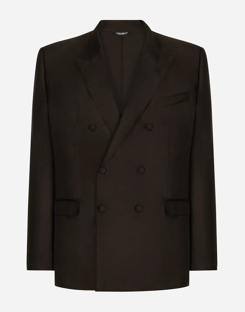 Double-breasted silk Taormina-fit jacket