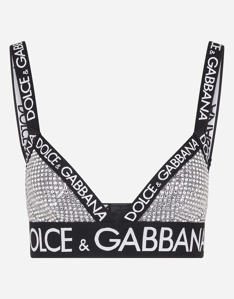 Crystal mesh triangle bra