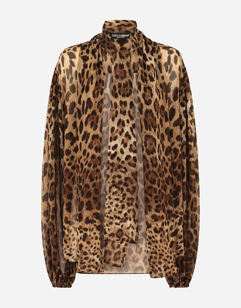 Leopard-print chiffon shirt
