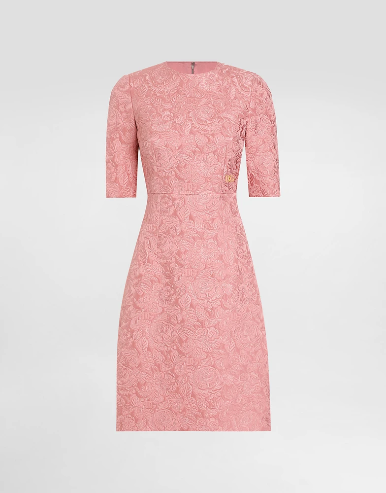 Fit-and-flare midi dress floral jacquard