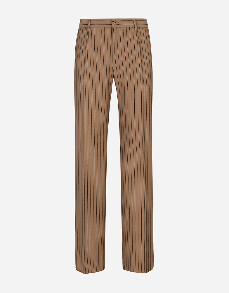 Straight-leg pinstripe pants