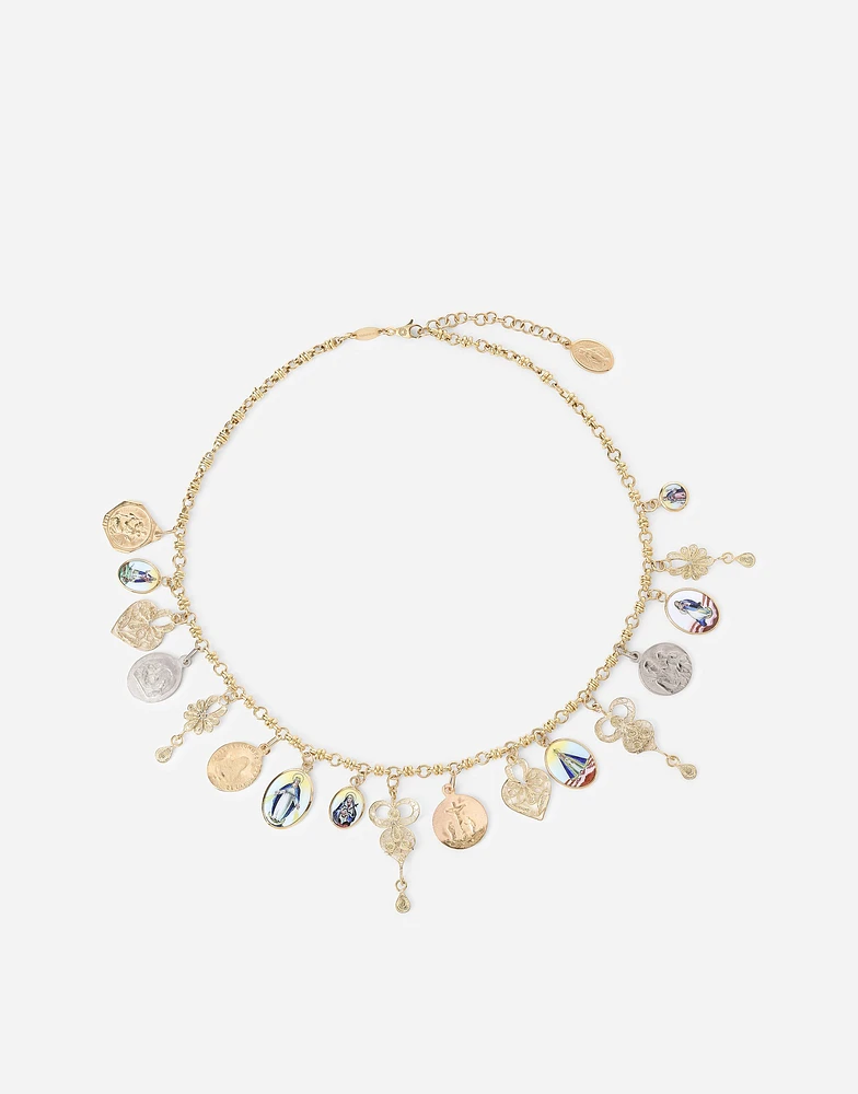Sicily Necklace 18-carat yellow and white gold and ancient ceramic miniatures