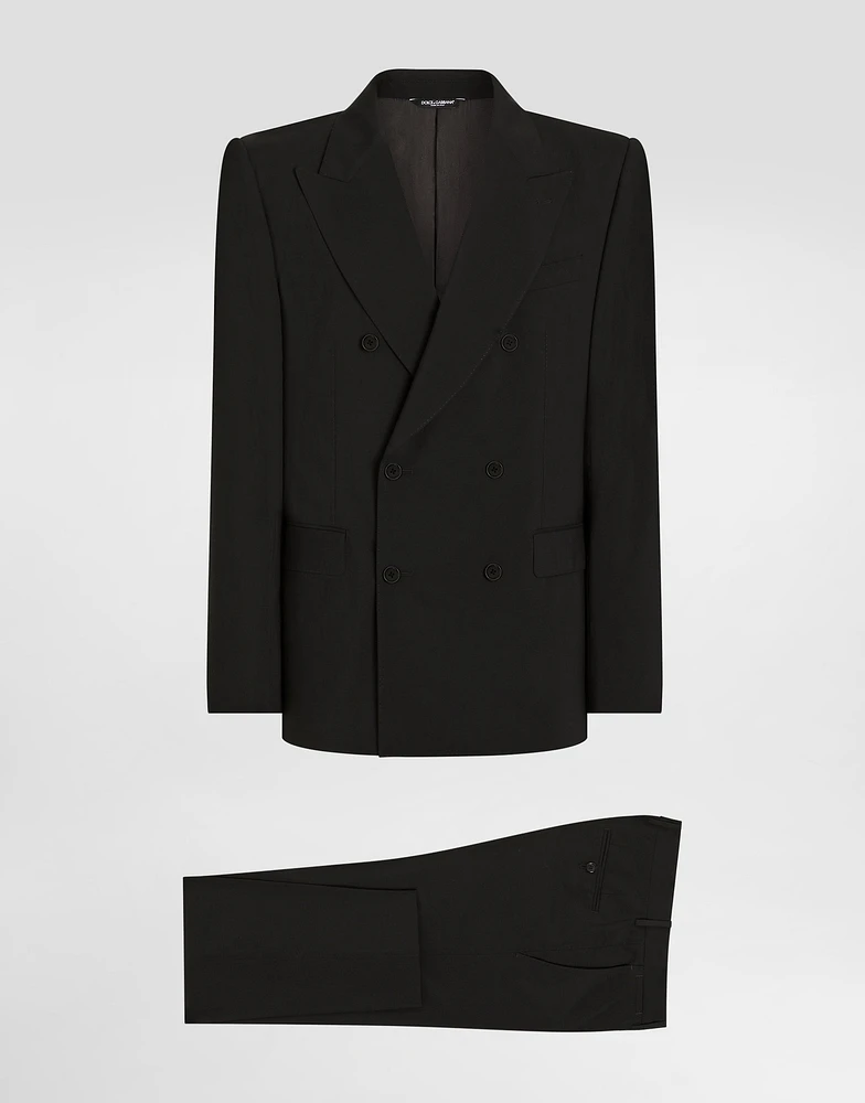 Double-breasted stretch wool Sicilia-fit suit