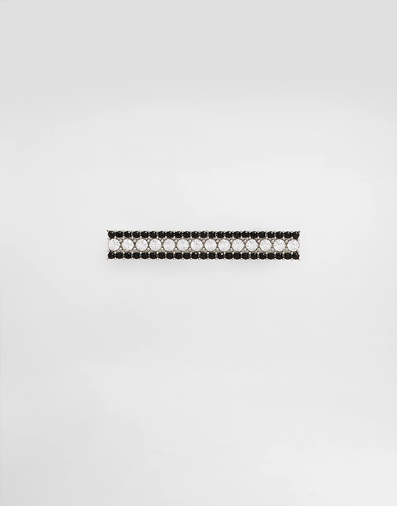 Metal rhinestone-detailed tie clip