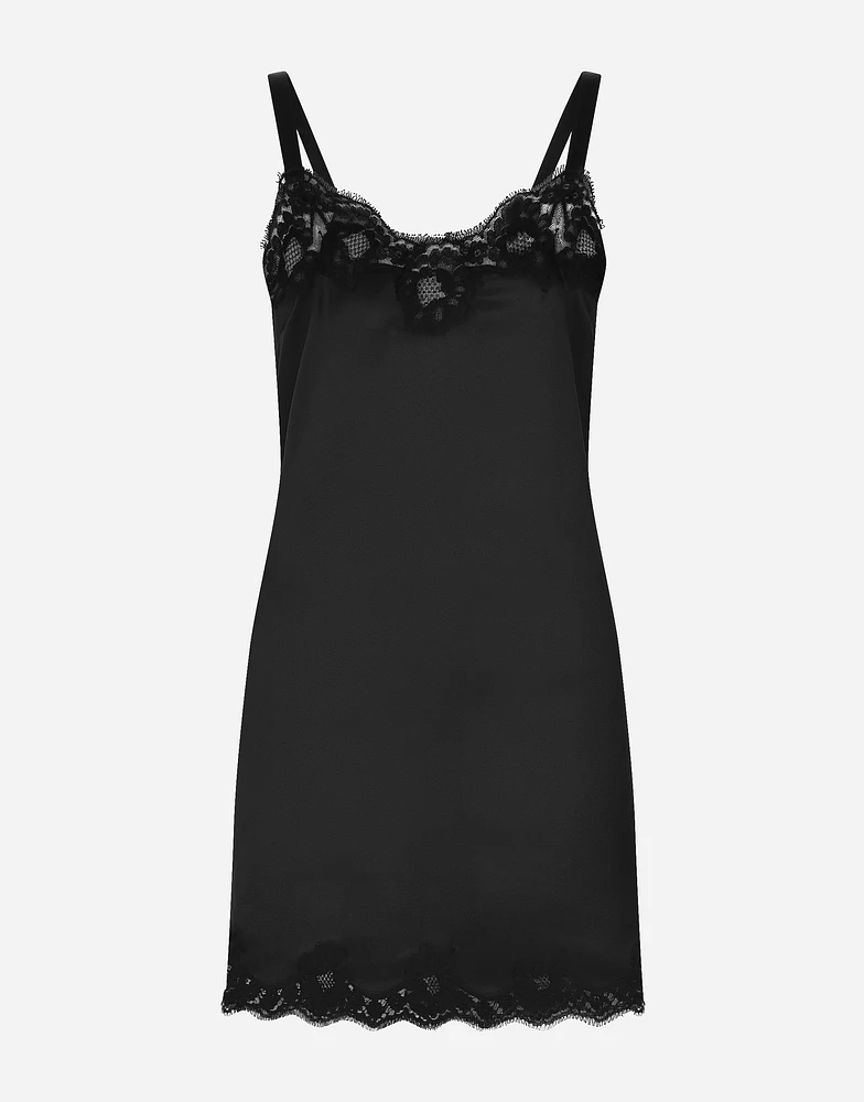 Satin lingerie-style slip with lace detailing