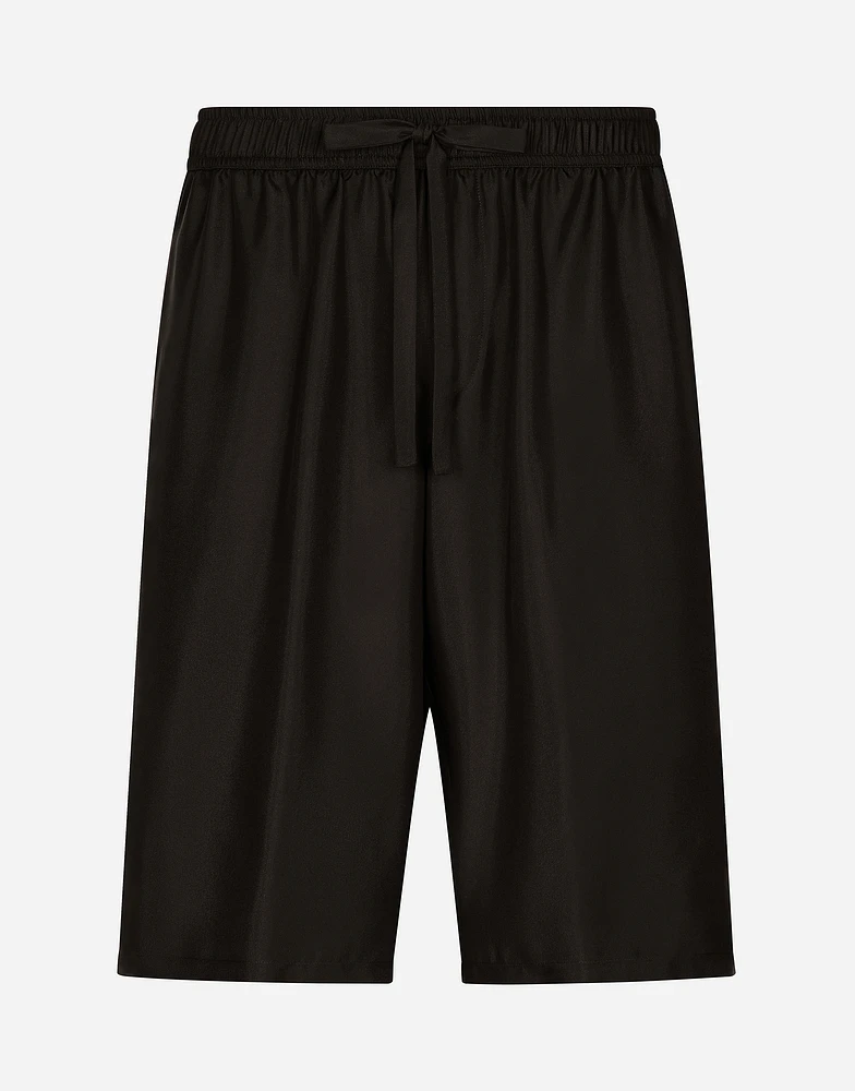 Embroidered silk jogging shorts