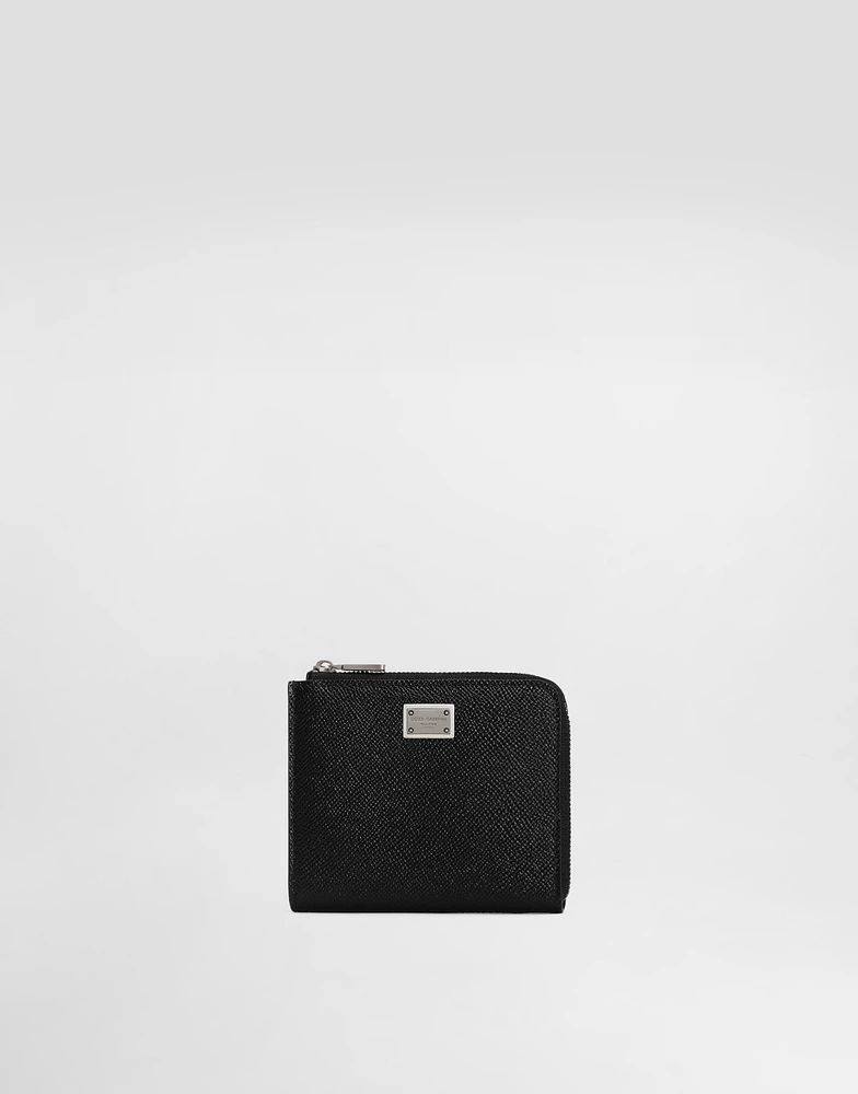 Calfskin card holder with branded plate