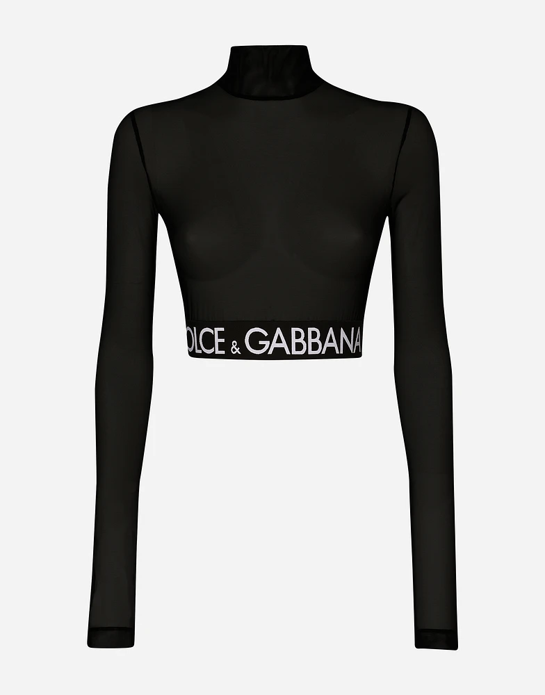 Tulle turtle-neck top