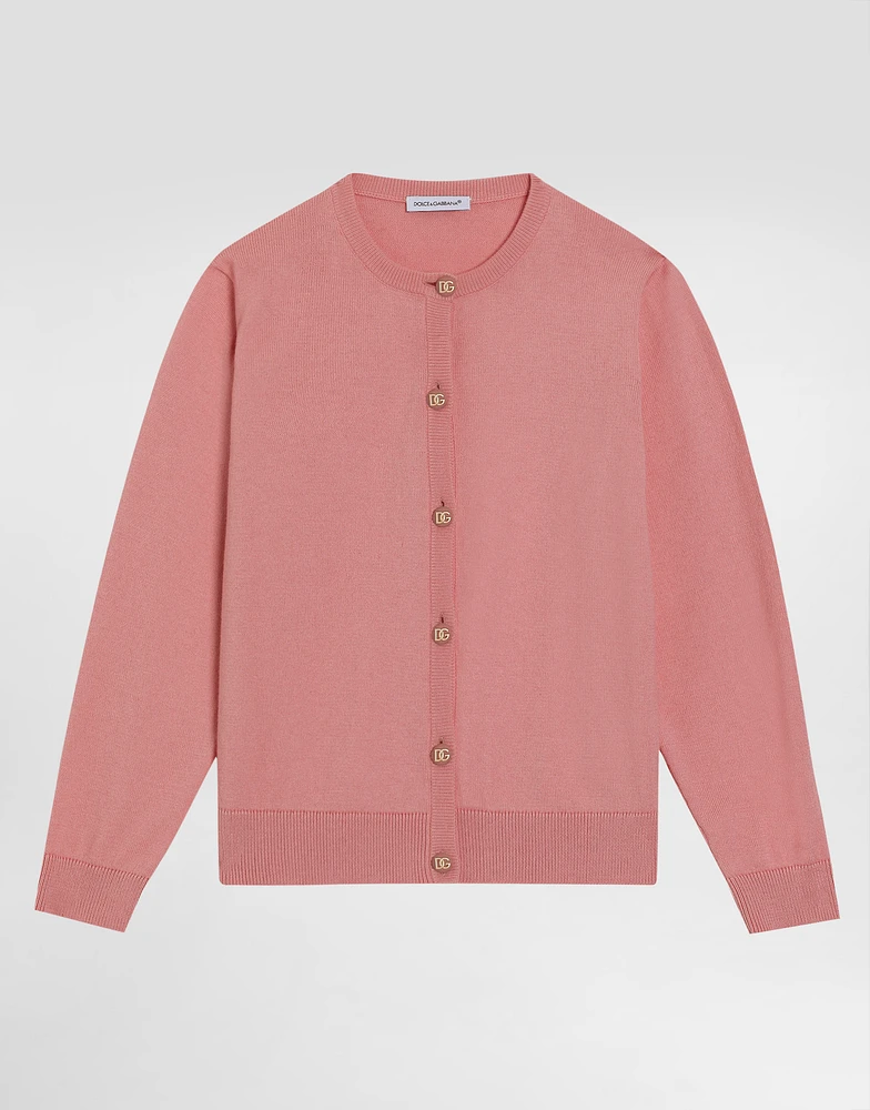 Knit cardigan with logo buttons