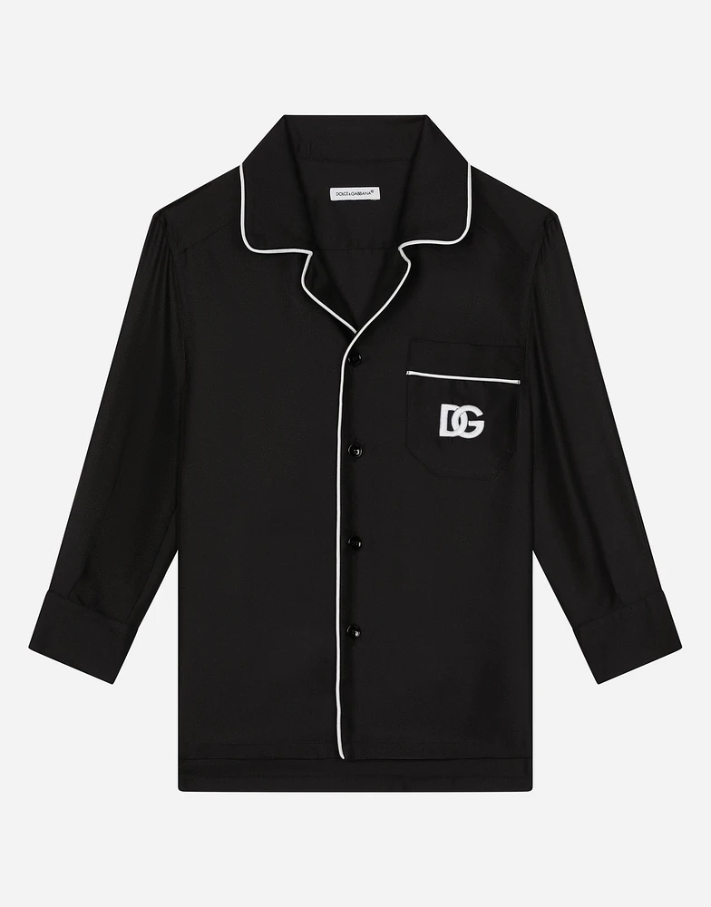 Silk twill vanity shirt with DG embroidery