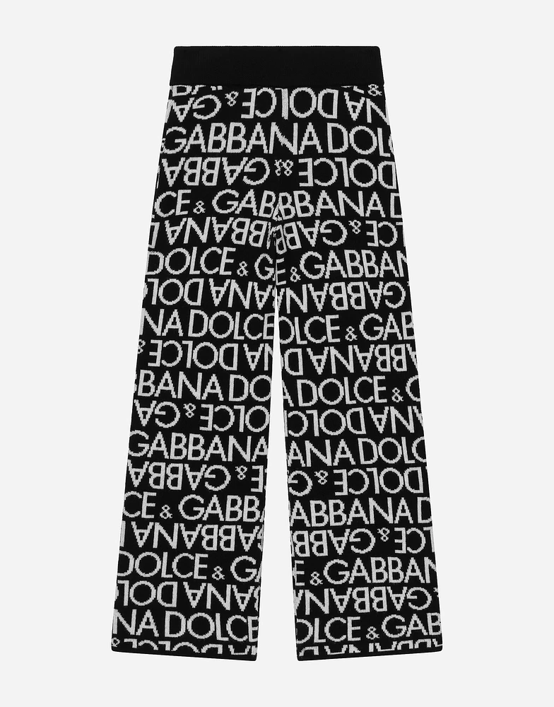 Knit pants with all-over jacquard logo
