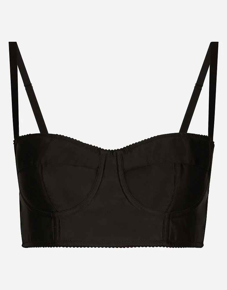 Short satin and marquisette corset