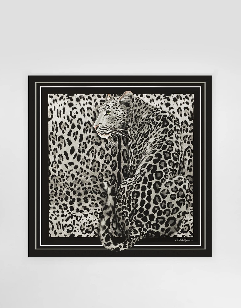 Leopard-print silk twill foulard (70x70)