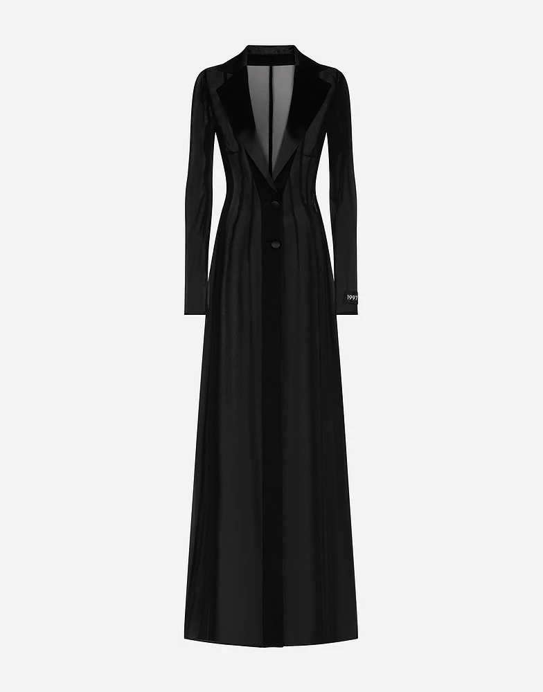 Silk chiffon duster coat