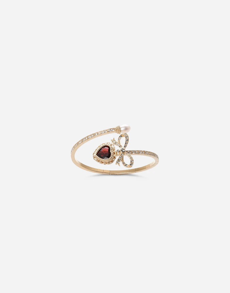 Devotion Bracelet 18 carat yellow gold, rhodolite garnet and sapphires