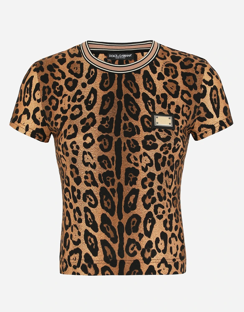 Short-sleeved leopard-print Crespo T-shirt